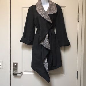 Karen Millen Coat Asymmetrical Style Gray Size 4